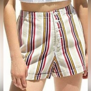 Urban Outfitters Retro High-Waisted Striped Button Down Shorts
